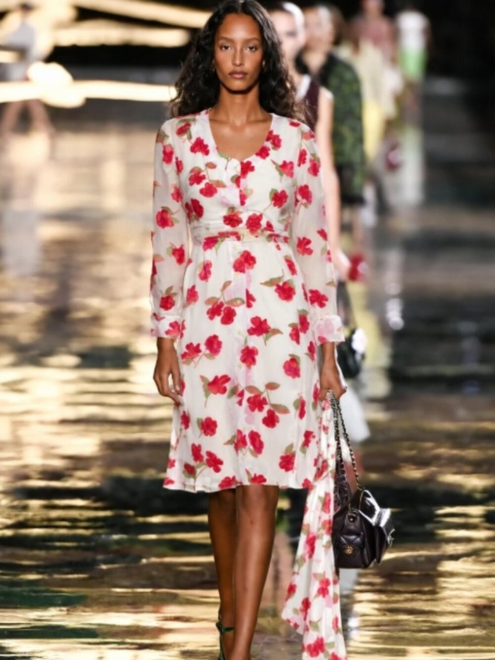 NWOT Altuzarra Livia Poppy-Devoré Waistband White/Red Midi Dress L $1,595